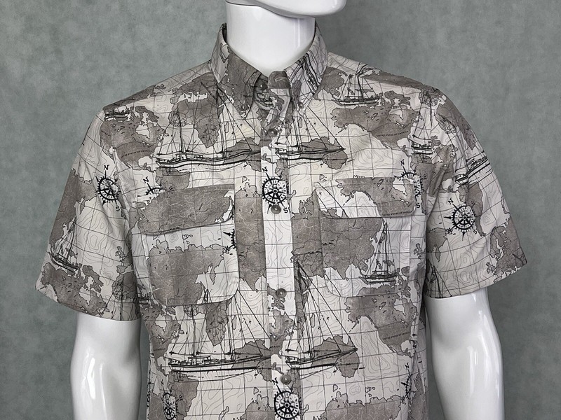 Chaps Ralph Lauren Beige World Map Vented Mesh Short Sleeve Fishing Shirt MEDIUM gallery