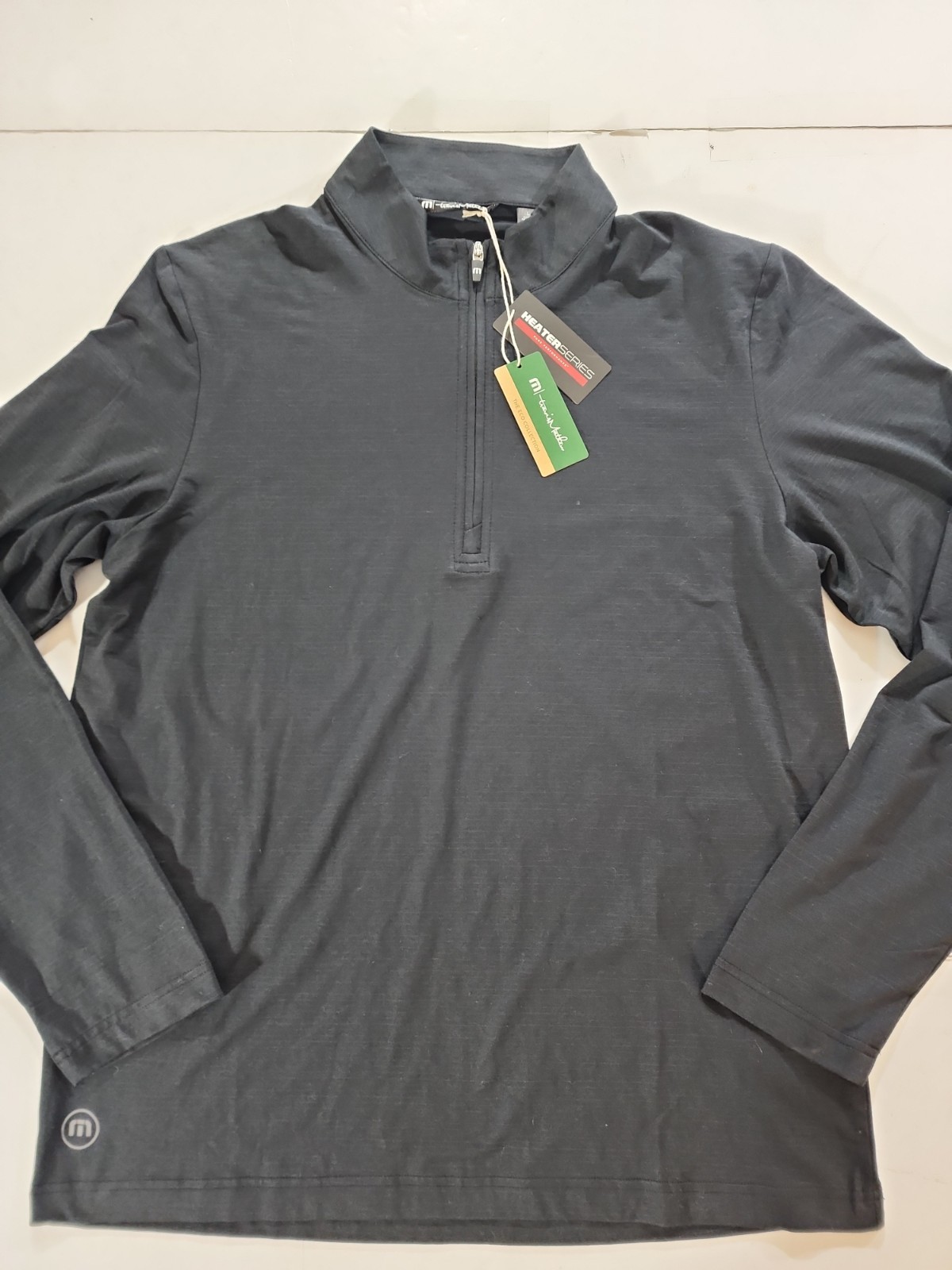 TravisMathew The Heater 1/4 Zip Pullover Mens L Large Eco Performance Golf Black gallery