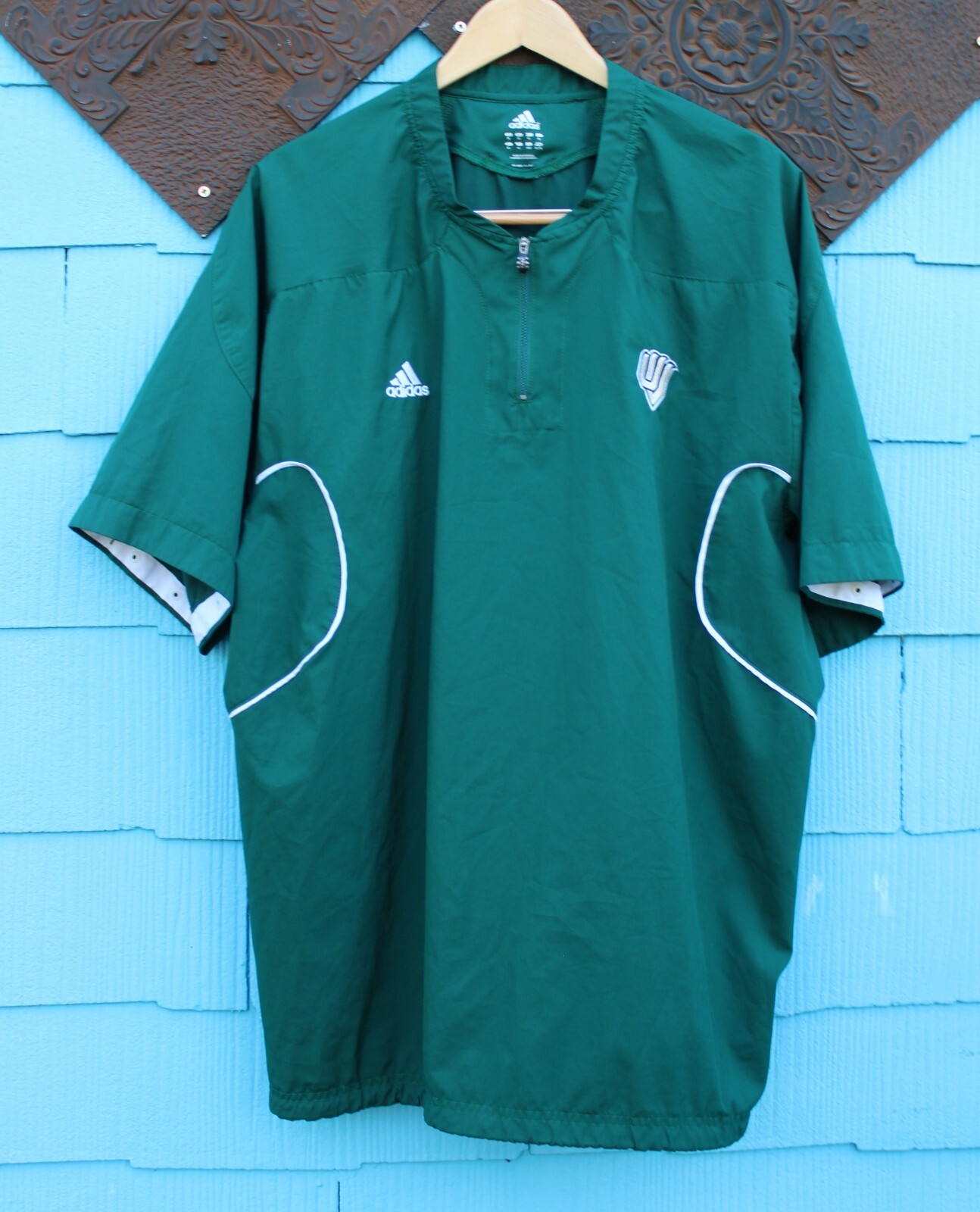Adidas Men's XL Lightweight Green Shirt Quick Dry 1/4 Zip Drawstring Polyester gallery
