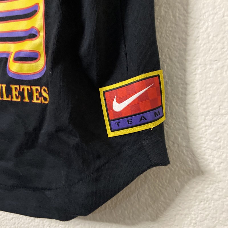 Nike Americana Top Flames Button Shirt Black Orange MSRP $85 DV9642-010 Size M gallery