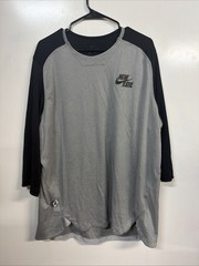 Nike BSBL 3/4 Raglan Baseball Top Shirt Black Gray BQ6598-010 Men’s XL