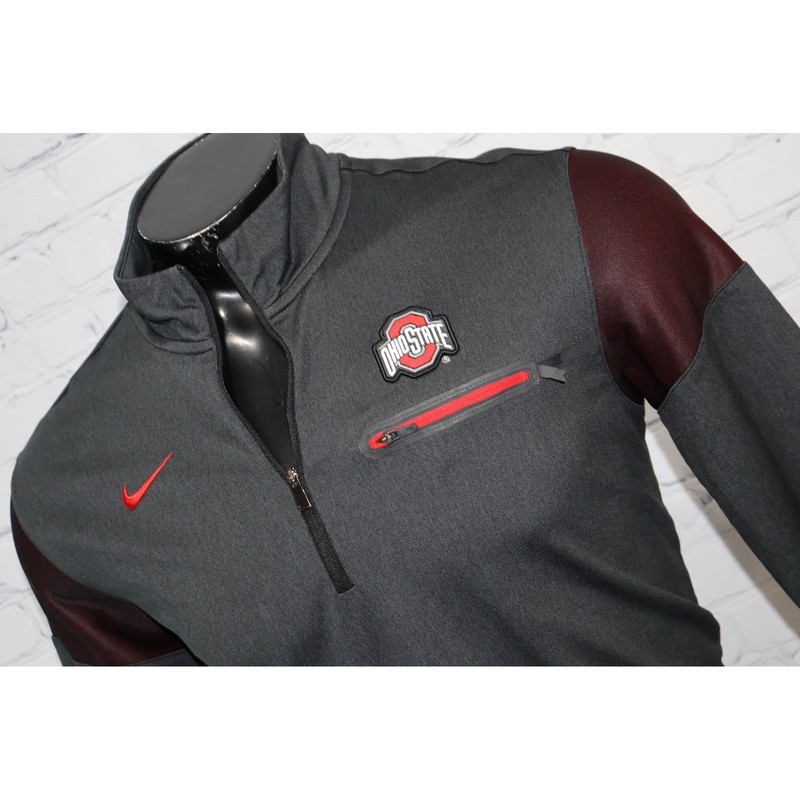 Nike Ohio State Buckeyes Pullover Mens Medium Gray 1/4 Zip Dri-Fit OSU Shirt ** gallery