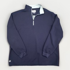 Straight Down Optic Quarter Zip Golf Pullover Mens XL Navy Waffle Knit Polyester