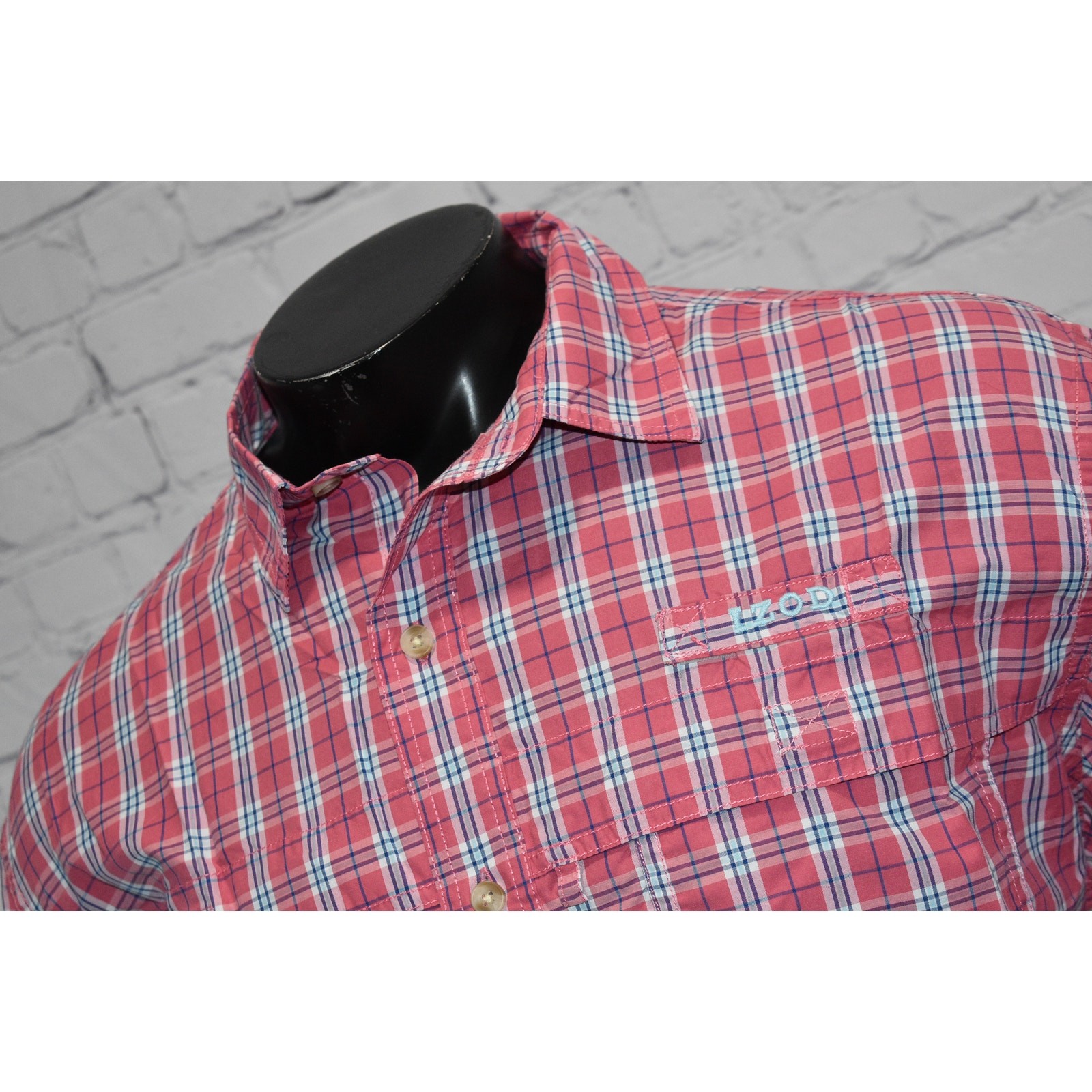 IZOD Fishing Shirt Mens Size XL Vented Camping Hiking Pink Plaids Performance gallery