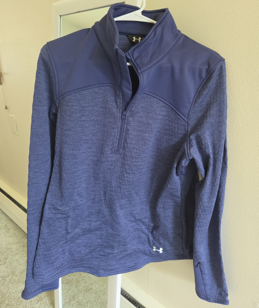 Under Armour Men’s L Blue 1/4 Zip Mock Neck Long Sleeve Polyester Pullover