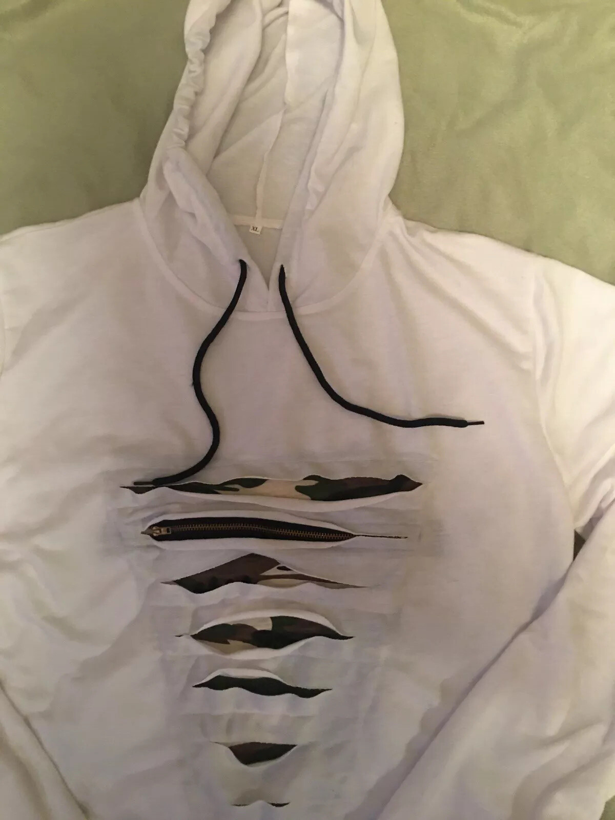 ROMWE Men's Lightweight Sweatshirt,Camoflauge (CAMO) design~White Casual Top-XL gallery