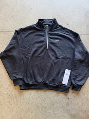 Alo Accolade Men’s 1/4 Zip Mock Neck Pullover M Cotton Black Logo