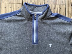 IZOD Golf Men’s M Gray/Blue 1/4 Zip Mock Neck Long Sleeve Polyester Top