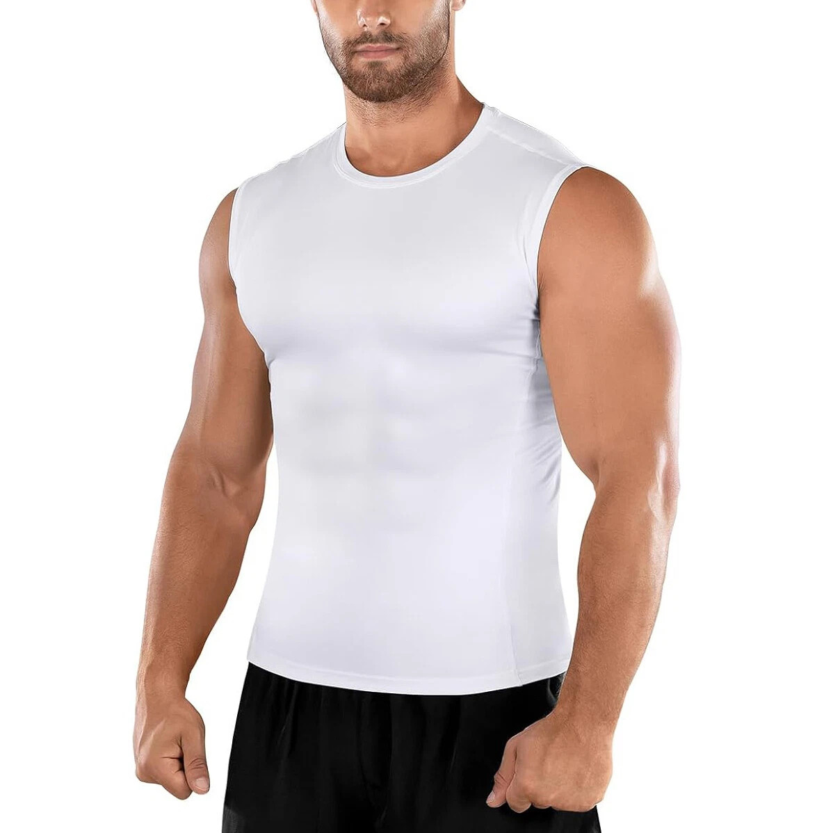Men Athletic Compression Shirt Workout Shaper Tank Top Base Layer Sport Gym Vest gallery