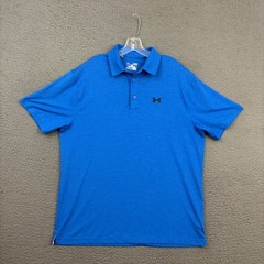 Under Armour Polo Shirt Mens XL Loose Fit Blue Activewear Casual Preppy Golf Dad