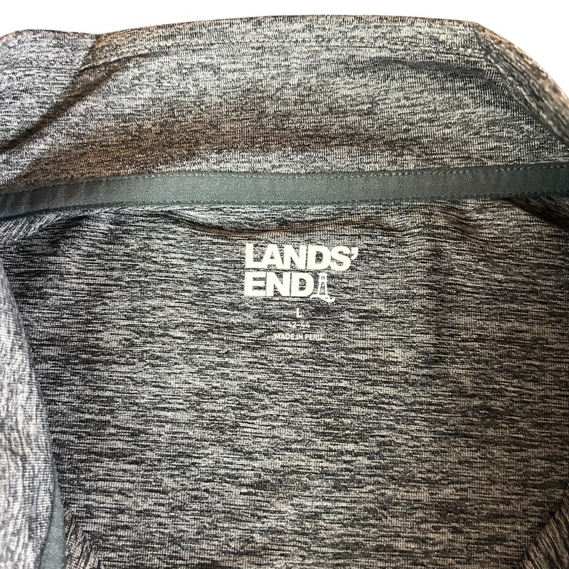 Lands End Quarter Zip Men Shirt Large Gray Heather Space Dye Athleisure Pullover gallery