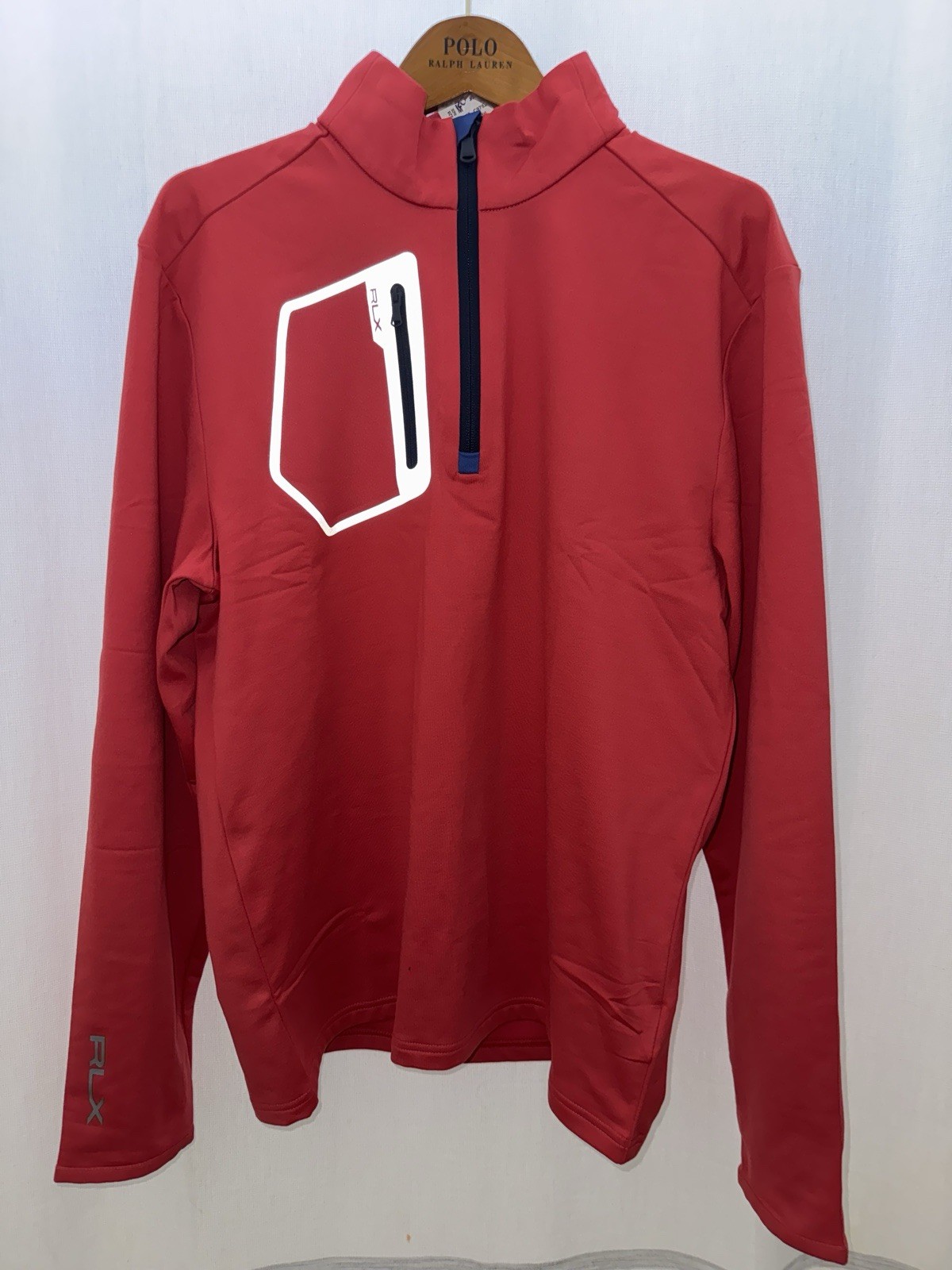 Ralph Lauren RLX Luxury Fleece 1/4 Half Zip Pullover Golf Starboard Red Size M gallery