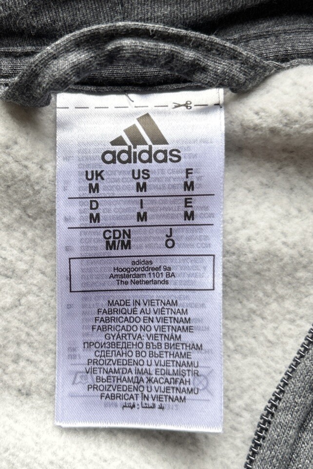 ADIDAS MEN’S ESSENTIALS GREY 3-Stripe Full Zip Fleece Hoodie - MEN'S Medium gallery