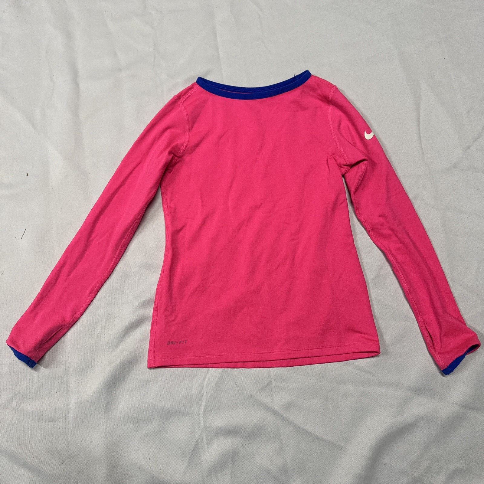 Nike Pro Pink With Blue Trim Dri-Fit Shirt Youth Small gallery