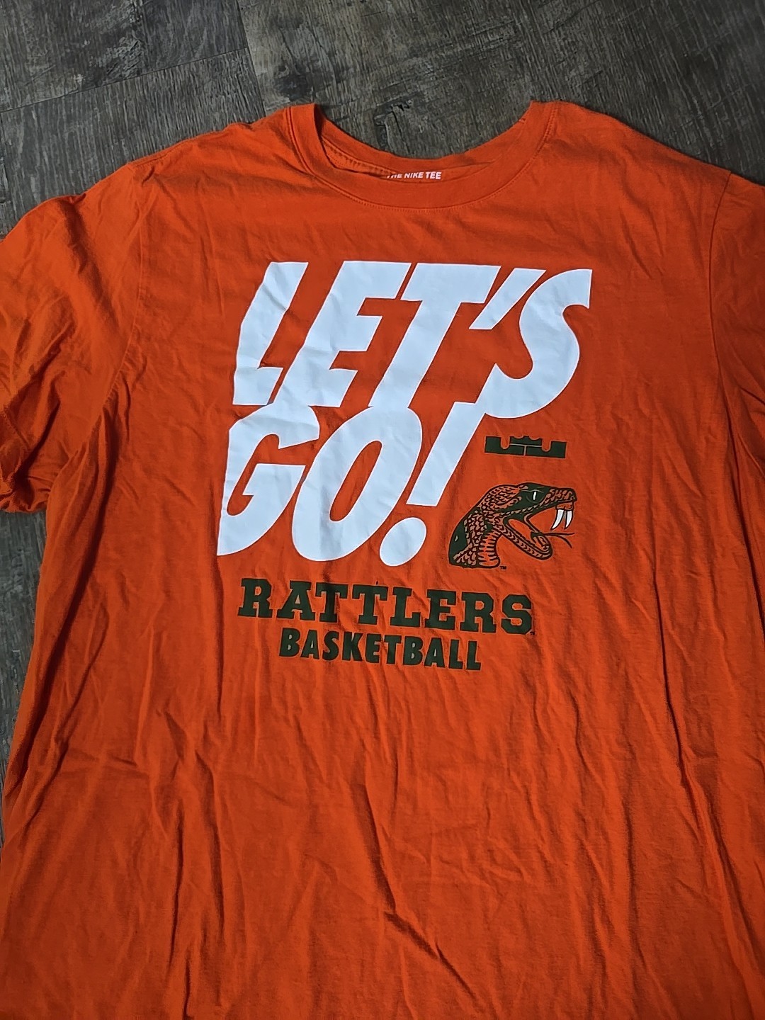 Nike Dri-fit Lebron James logo Let's Go Rattlers Basketball Orange shirt 2x gallery