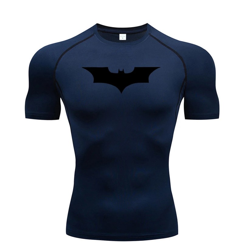 Men Bat Print Compression T-Shirt Gym Running Fitness Short Sleeve Top gallery