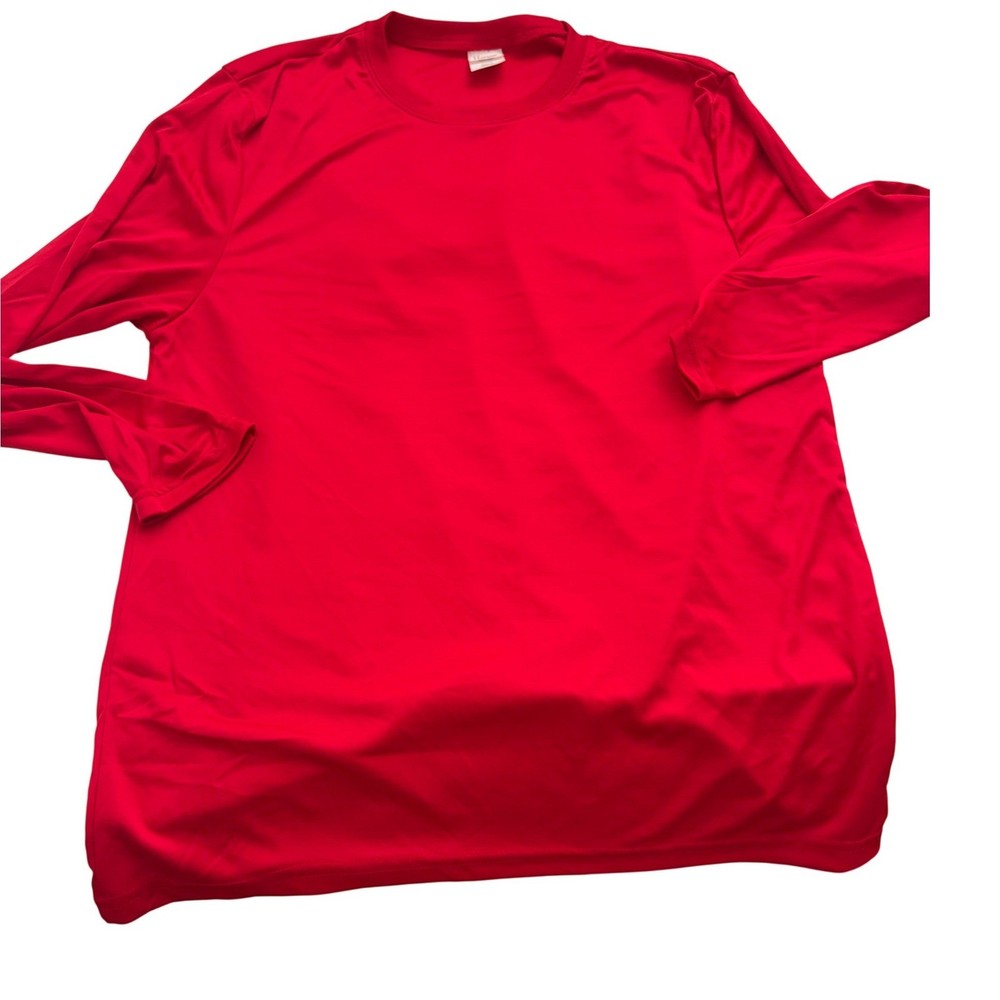 Hanes Cool Dri Long Sleeve T Shirt Red Crew Neck Athletic Performance M NWOT