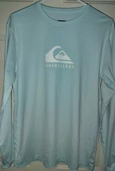 Quicksilver Long Sleeve Quick Dry Surfing Shirt Light Blue Mens Small 36″ Chest