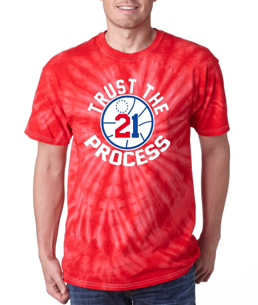 TYE DYE RED Joel Embiid Philadelphia "Trust The Process" jersey T-shirt