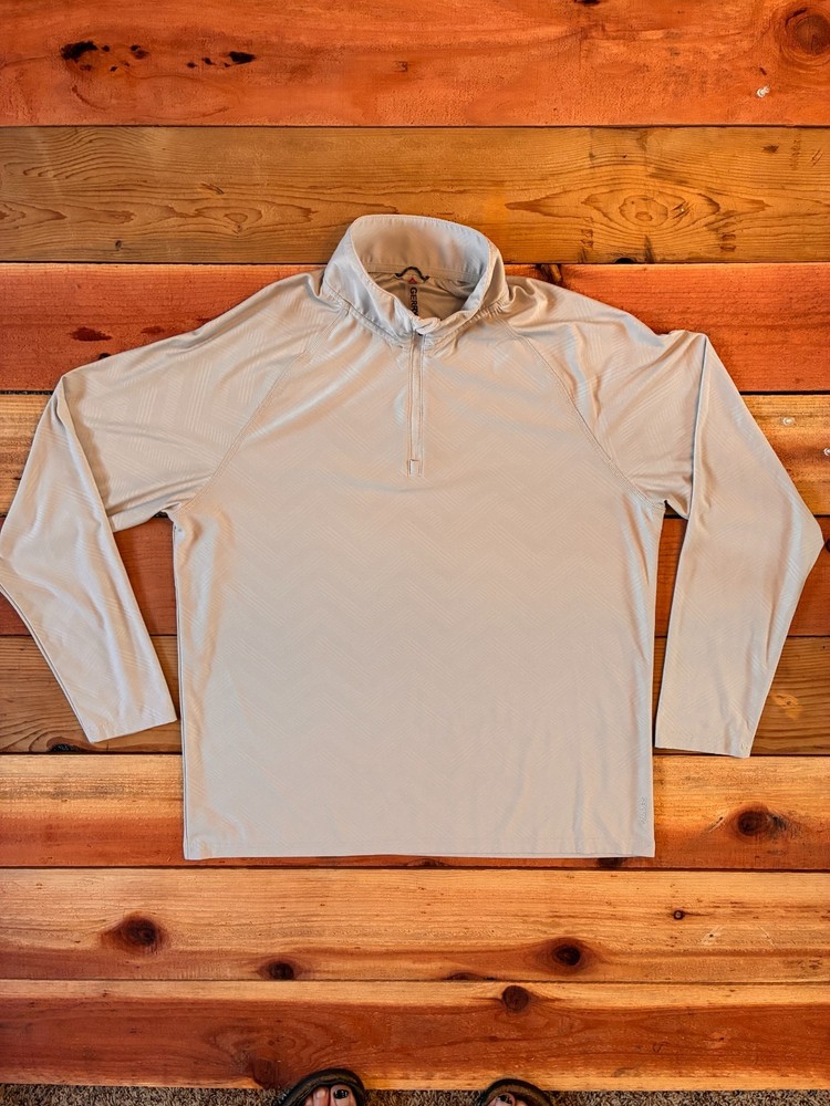 Gerry Quarter Zip Pullover Large Beige Performance Stretch Golf Hiking Trail