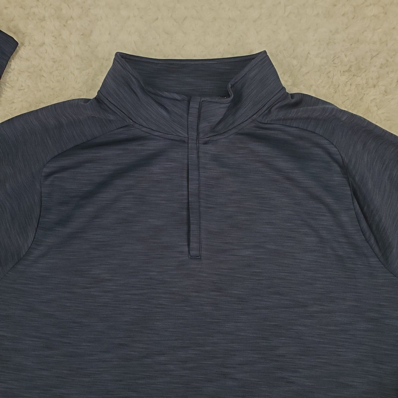 Tek Gear 1/4 Zip Pullover Men 2XL Navy Long Sleeve Mock Neck Pockets Stretch gallery