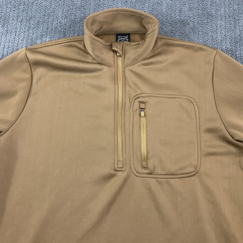 Grunt Style 1/4 Zip Pullover Large Gold Waffle Jacket Flag Patch Performance gallery