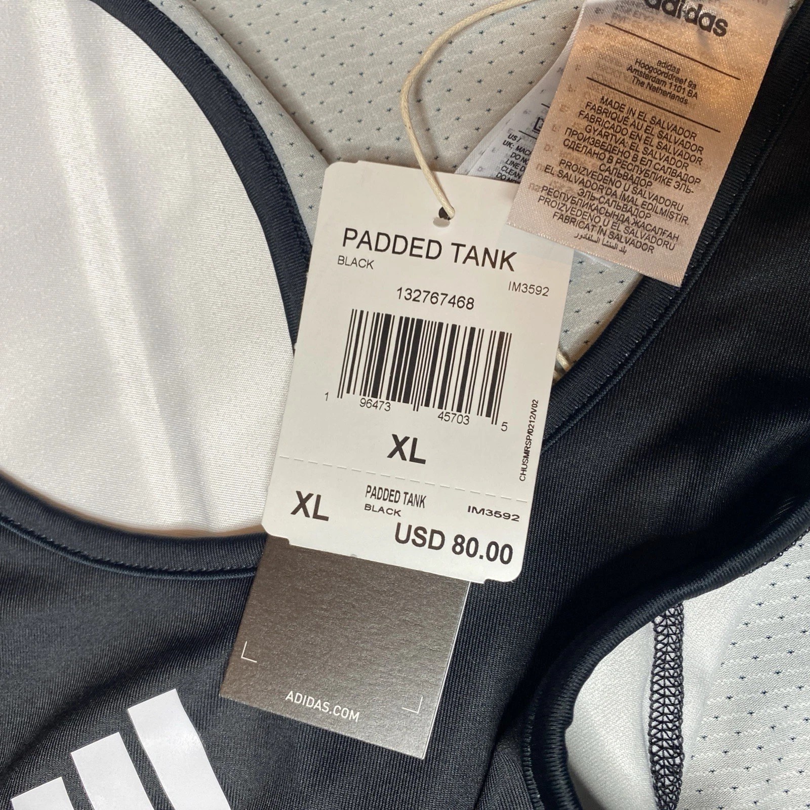 adidas padded tank top xl mens black Basketball IM3592 132767468 Aeroready gallery