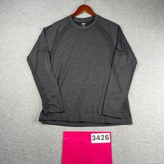 Uniqlo Long Sleeve Active Gym Shirt Dark Gray heather Training Stretch Mens M