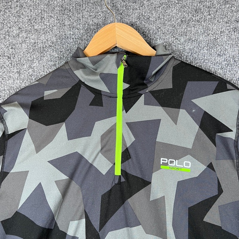 Polo Sport Ralph Lauren Pullover Mens M Gray Camo 1/4 Zip Performance Stretch gallery