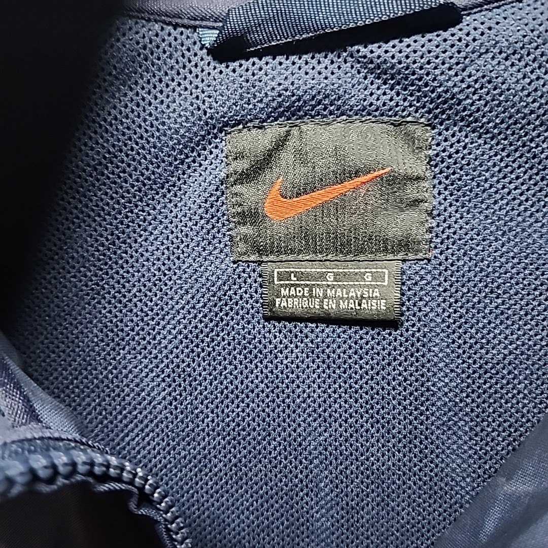 Nike Men L TwoTone Blue Hood Pullover Windbreaker Adjustable Waist Strap Jacaket gallery