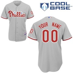 Custom Majestic MLB Philadelphia Phillies Classic Full Stitched Red/Gray Jersey