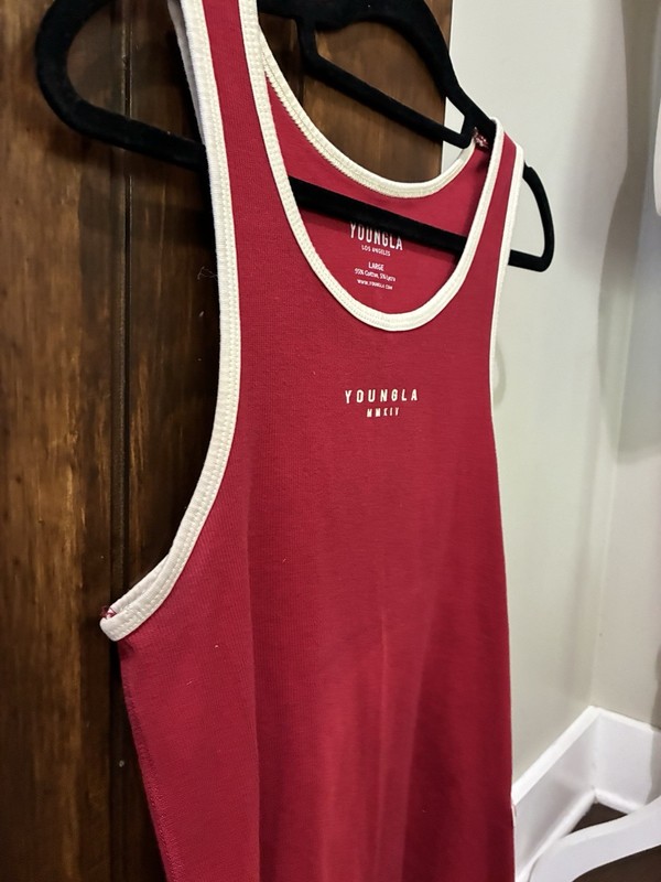 YoungLA Rocket Ribbed Jersey Tank Red Large Gently Preloved Summer Beach Gym gallery