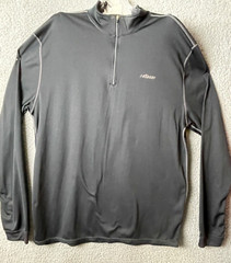 Hind Mens T-Shirt XL Black 1/4 Zipped Mock Neck Long Sleeves