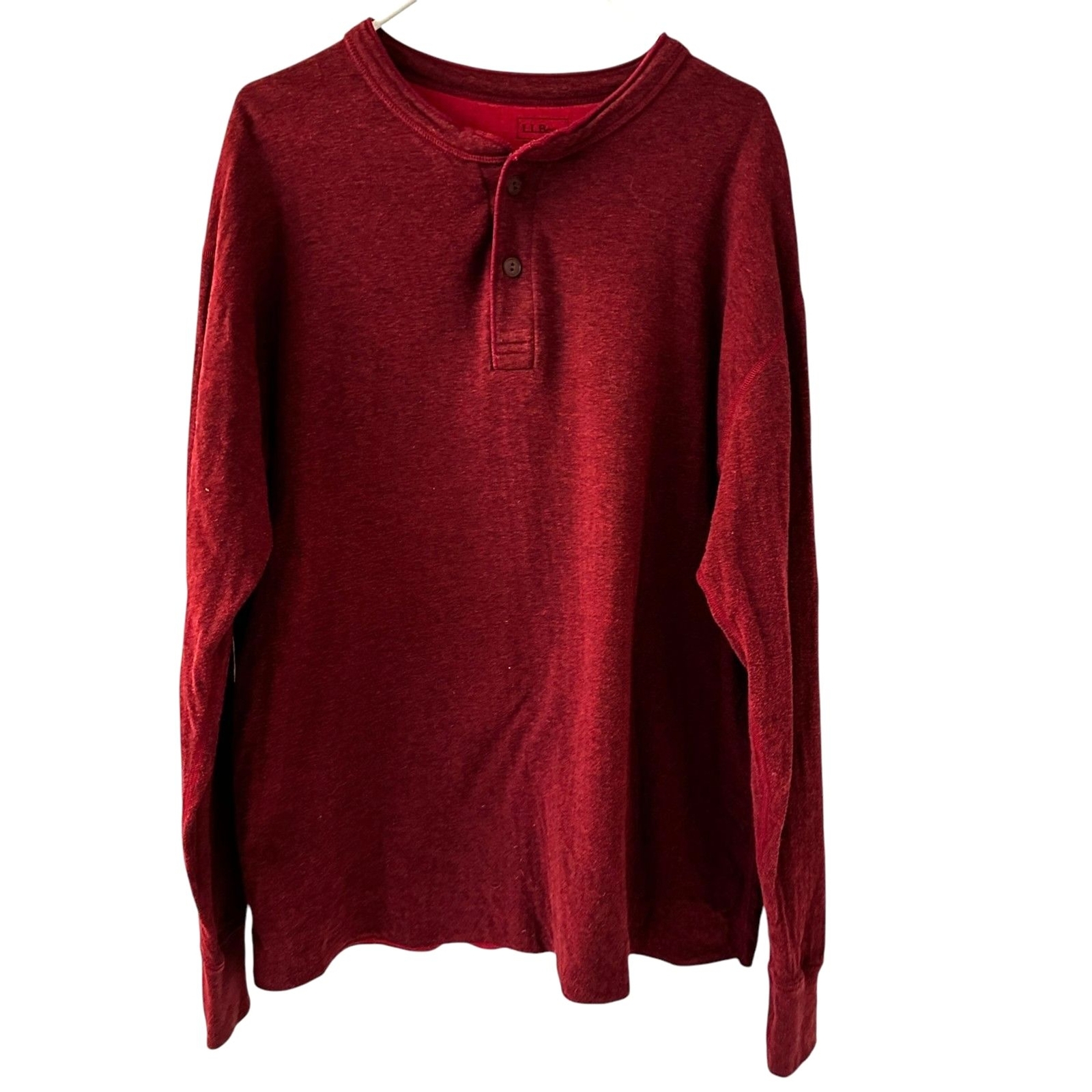 L.L. Bean Men's Red Wool & Cotton 1/4 Button Outer Layer Henley Shirt Size XL gallery