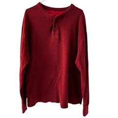 L.L. Bean Men’s Red Wool & Cotton 1/4 Button Outer Layer Henley Shirt Size XL