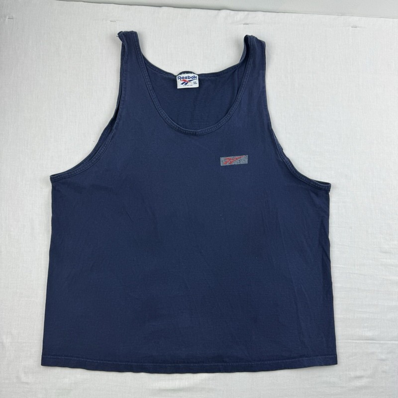Vintage Reebok Tank Top Adult XL Blue Life Is Short Play Hard Sports 90s Classic gallery