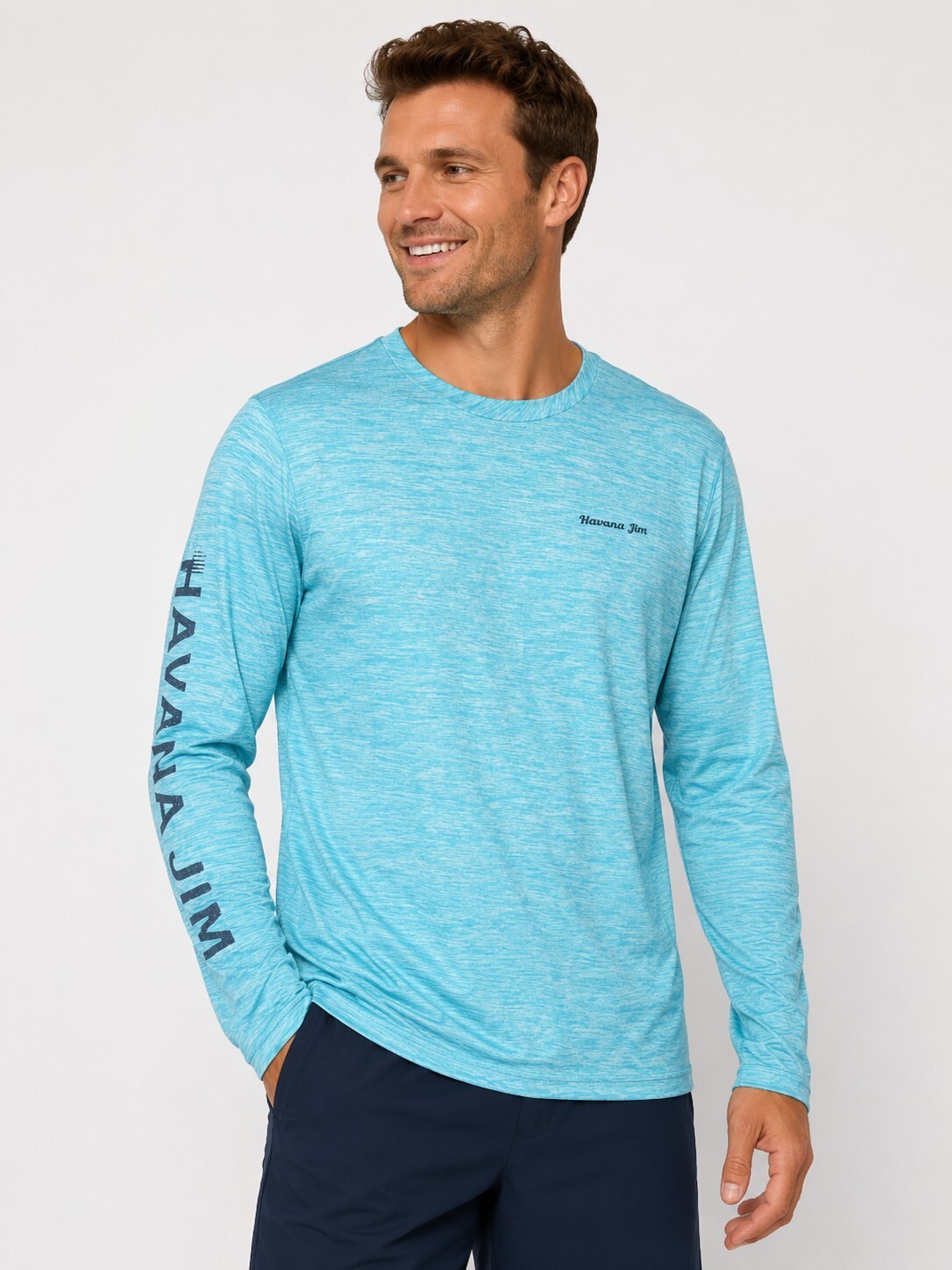NWT Havana Jim Performance Fishing Long Sleeve Shirt Aqua Blue Medium gallery