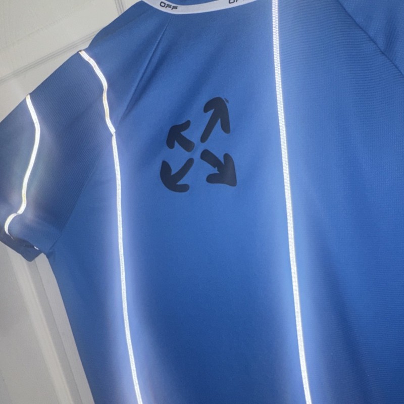 Off-White OFF ACTIVE Men's Blue Reflective Lightweight T-Shirt L Pullover gallery