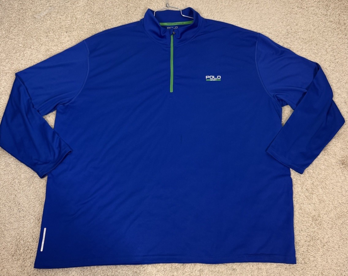Polo Sport Ralph Lauren Performance Long Sleeve 1/4 Zip Men's 3XB Royal Blue gallery