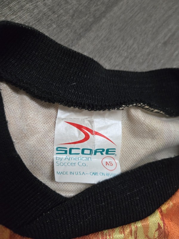 Vintage Score Soccer Jersey Mens Medium Orange Goalkeeper Shirt Padded Arm 90s gallery