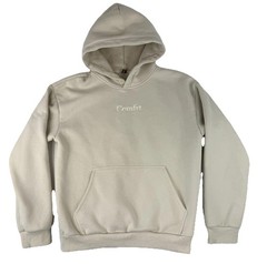 Comfrt Unisex Mens Womens Medium Cream Thick Flannel Activewear Pullover Hoodie
