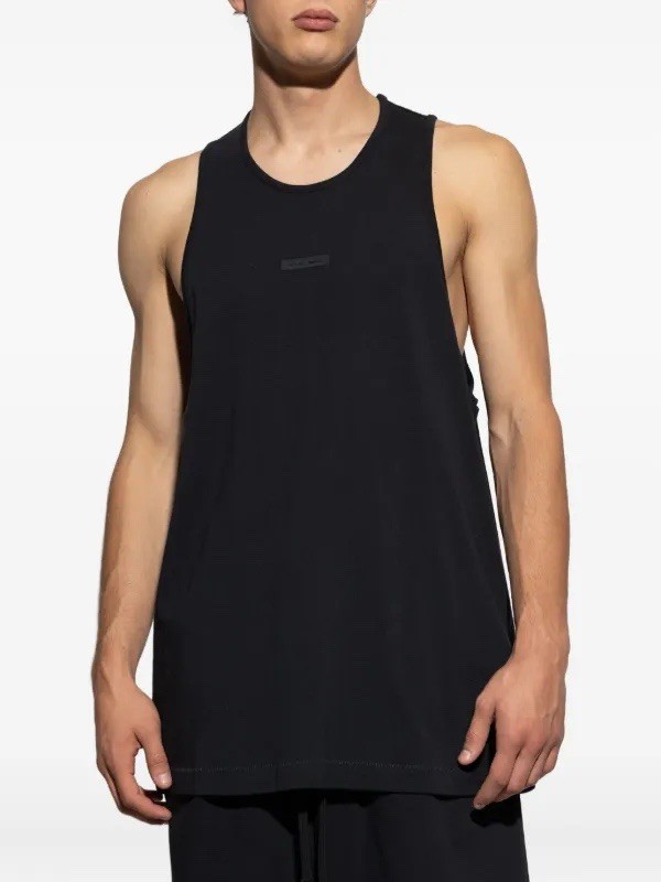 ESSENTIALS Men's Black Cotton Crew Neck Sleeveless Tank Top Basic Casual gallery