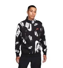 Nike Sportswear Club Fleece Half Zip AOP Top, Black White DQ5155- Small