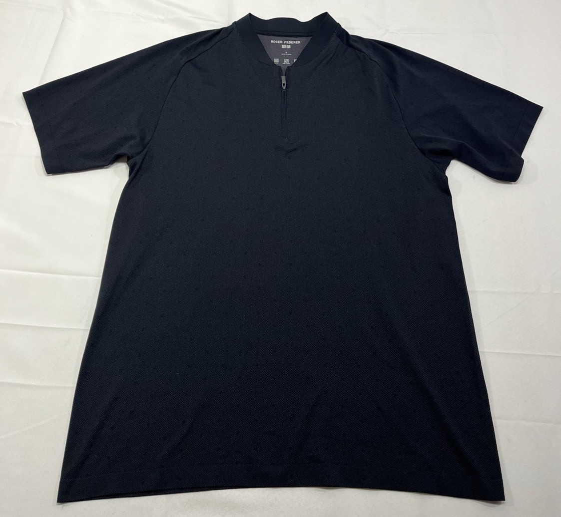 Roger Federer x UNIQLO 1/4 Zip Neck Short Sleeve Shirt Dry Ex Black Men’s Medium gallery
