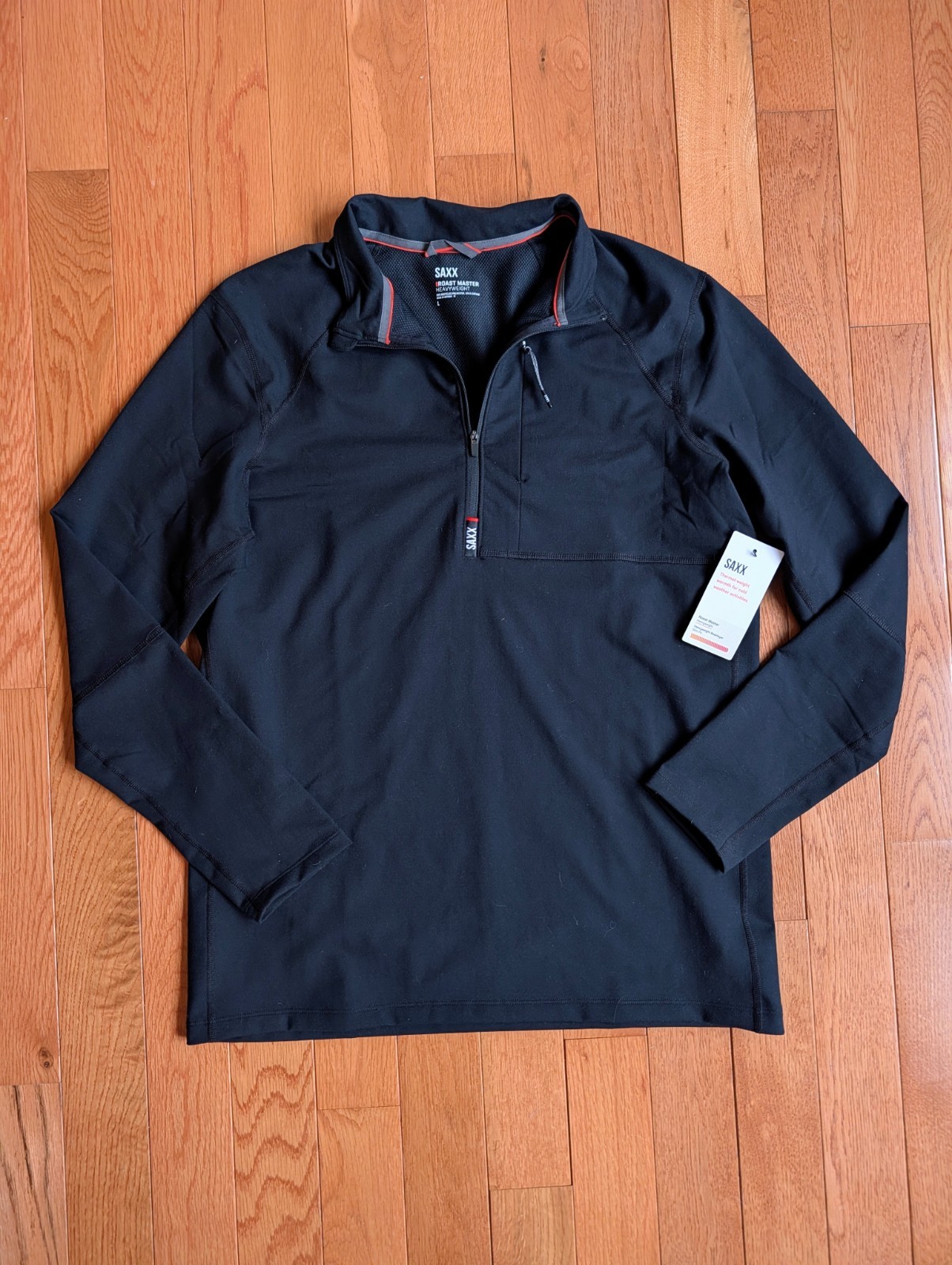 SAXX NWT Black Roast Master Heavyweight Long Sleeve Base Layer Quarter Zip Large gallery
