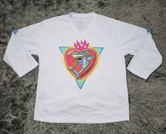 FG San Jose Sharks Jersey Mens Medium White Raglan Mesh Hockey Top Athletic