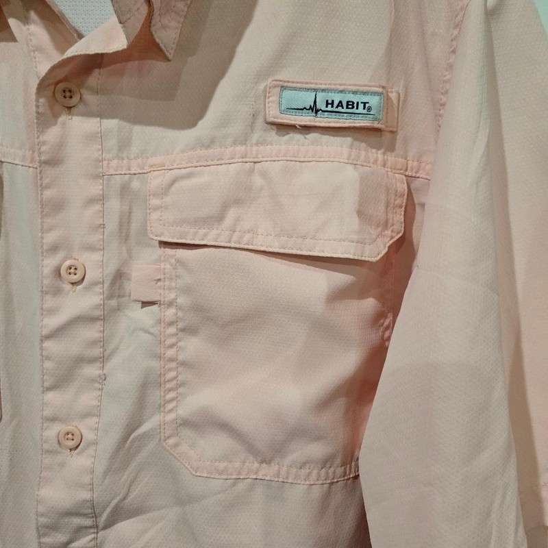 Habit Shirt Mens LARGE Pink/Peach Solar-Factor UPF 40 Performance Fishing/FLAW gallery