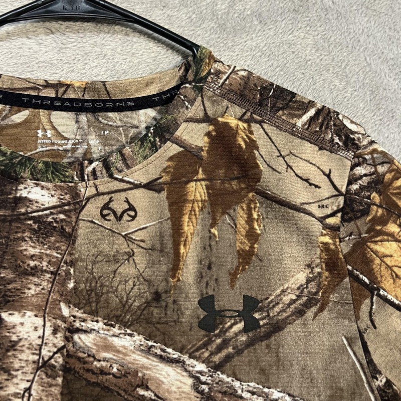 Under Armour Threadborne Shirt Mens Small Long Sleeve Realtree Camo Hunting gallery