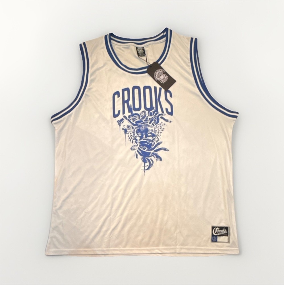 Crooks & Castles 5XL Basketball Jersey Tank Sleeveless Graphic Print White Blue