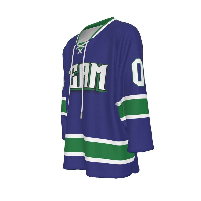 NEW Custom Personalized Blue and Green Team Hockey Jersey Shirt JS-6 gallery